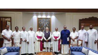 PM Modi meets head of Syro-Malabar church Major Archbishop Mar Raphael Thattil (Photo/@narendramodi on X)