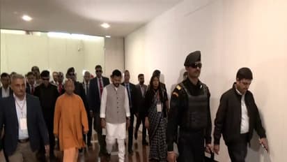 UP CM Yogi and Civil Aviation Minister Ram Mohan Naidu at Jewar Airport (Photo/ANI)