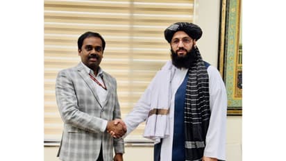 Afghan Embassy Charge d’Affaires Noor Ahmad Noor meets MEA Joint Secretary in New Delhi (Photo/X@AFGEmbassyINDIA)