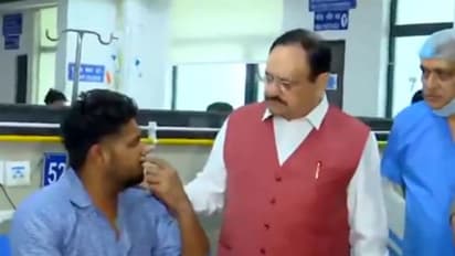 JP Nadda at Lady Hardinge Hospital (Photo/ANI)