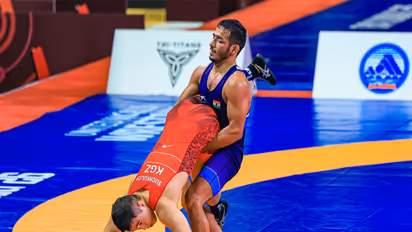 U23 Wrestling Asian Championships 60KG GR- Suraj (IND) defeated Nuristan Suiorkulo. (Photo/BFI)