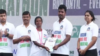 Tamil Nadu Excise Minister K Vignesh distributes certificates and medals to participants (Photo/ANI)