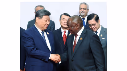 Chinese President Xi Jinping and South African President Cyril Ramaphosa at BRICS Summit in Delhi (File Photo/ANI)