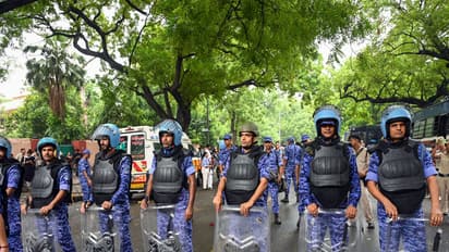 Rapid Action Force (RAF) at Raisina Road, Parliament Street and Jantar Mantar (Photo/ANI)