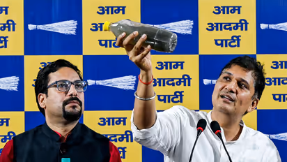 AAP leader Saurabh Bhardwaj with AAP MLA Sanjeev Jha. (Photo/ANI)