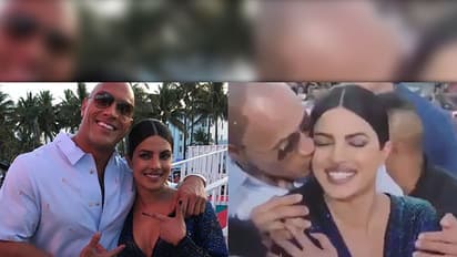 Video: Priyanka Chopra gets a cute kiss from Dwayne Johnson