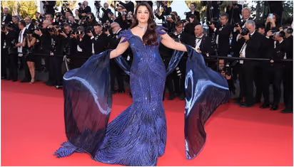 cannes blue dress 2024 Cannes Film Festival Barbara Palvin Ice Blue Halter Dress