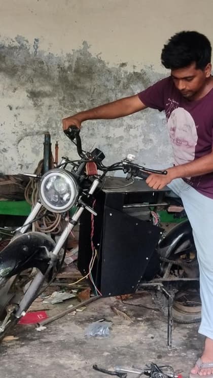 Yusuf installed a motor and battery instead of an engine.