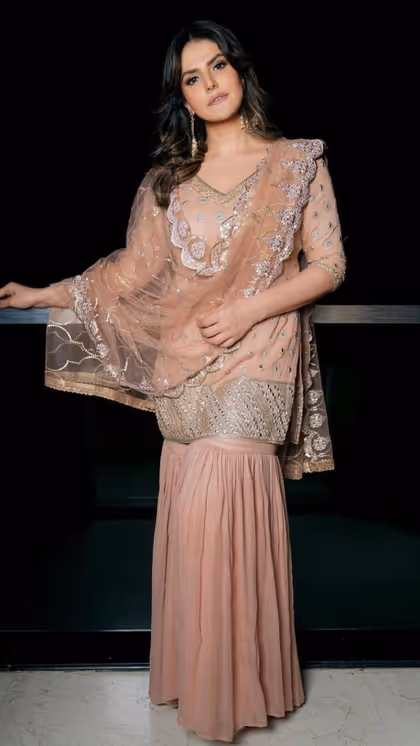 बेंज कलर शरारा सेट