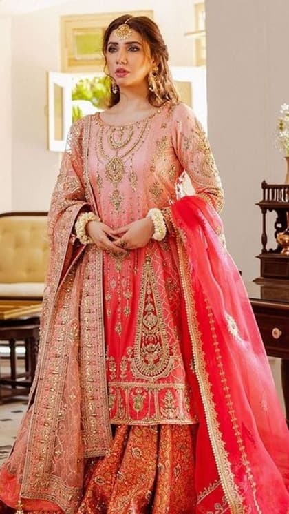 Pink डबल शेड लहंगा