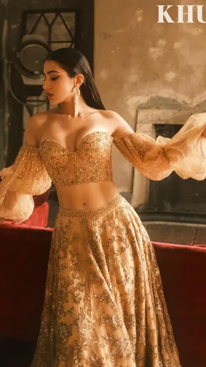 ऑफ शोल्डर पफ स्लीव ब्लाउज