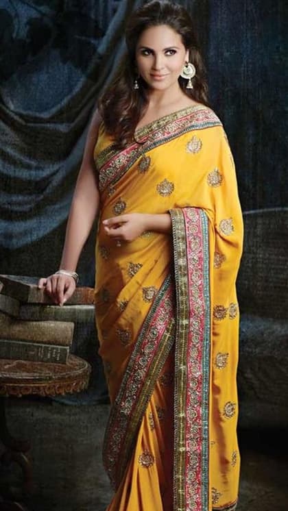 जॉर्जेट येलो साड़ी (Georgette Yellow Saree)