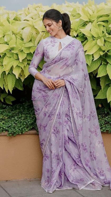 पर्पल फ्लोरल साड़ी (Purple Floral Saree)