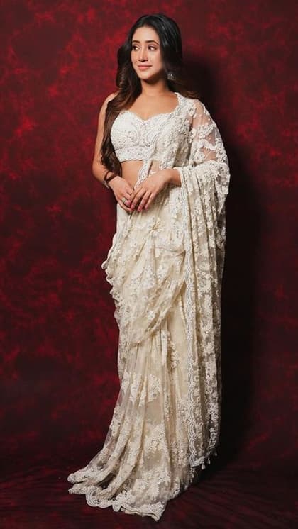 नेट साड़ी (White Net saree)