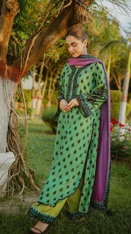 green emerald velvet dress RAAYA main image 0