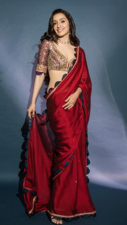 सिल्क रेड साड़ी