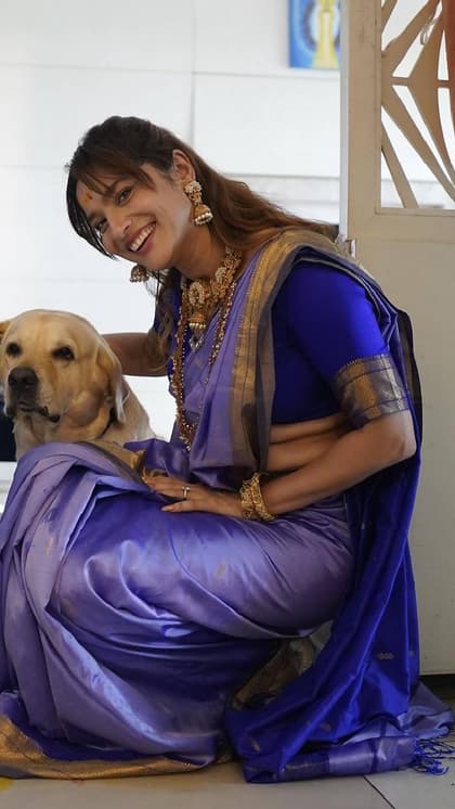 जरी बॉर्डर ब्लू ब्लाउज