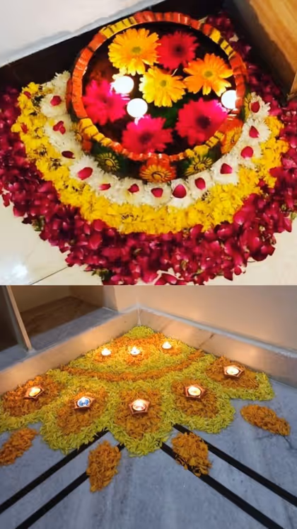 Corner Floral Rangoli Design