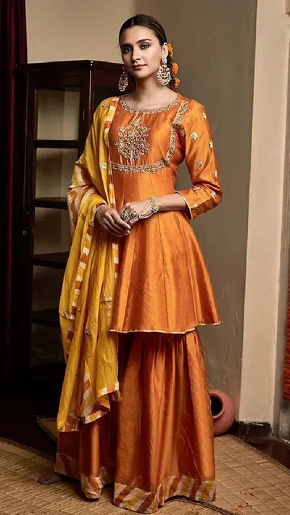 2. Short Anarkali Sharara Set