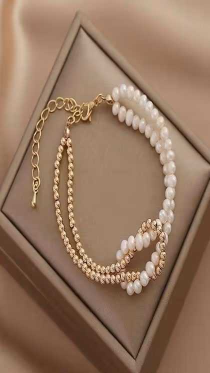 হাফ পার্ল হাফ গোল্ডের নেকলেস