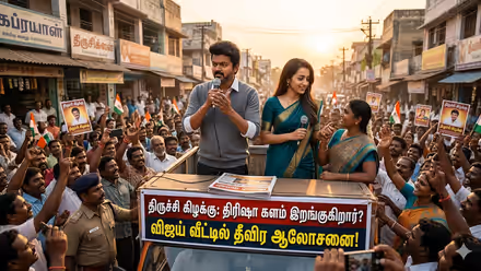 திருச்சி கிழக்கில் களம் இறக்கப்படும் நடிகை திரிஷா..? விஜய் வீட்டில் தீவிர ஆலோசனை..