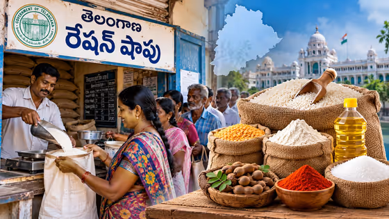 Telangana Ration: సర్కార్ అదిరిపోయే గిఫ్ట్.. రేషన్ షాపుల్లో ఇకపై బియ్యతో పాటు 6 సరుకులు