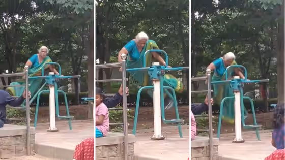 Viral Video of Elderly Woman on Bengaluru Park Gym Divides the Internet (WATCH)