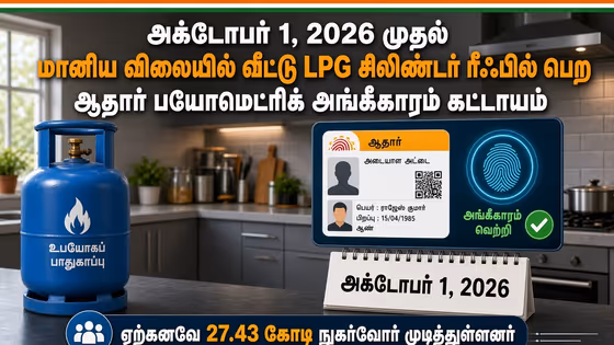 LPG Subsidy: LPG சிலிண்டர் வாங்க அக்டோபர் 1 முதல் ஆதார் பயோமெட்ரிக் கட்டாயம்.. மானியம் கிடைக்குமா..?