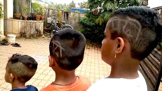 Uttara Kannada children sport new hairstyle to express admiration for Prime Minister Modi