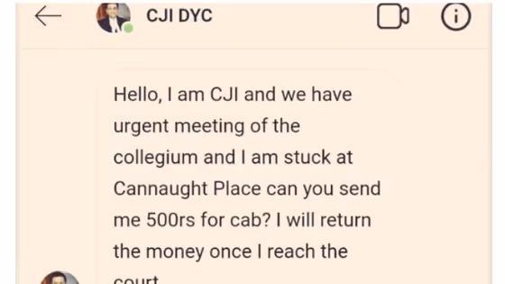 Viral Scam: Fraudster Pretends to be CJI DY Chandrachud, Seeks Rs 500 for Cab Fare Saying 'I'm Stuck at CP'