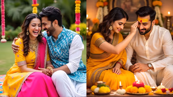 हरतालिका तीज 2025: कंट्रास्ट आउटफिट से सेल्फी तक, देखें 7 Couple Pose