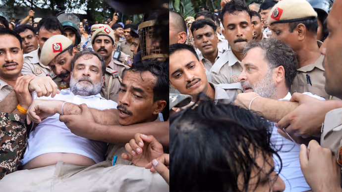 राहुल गांधी के हाथ-पैर पकड़ पुलिस ने जबरन उठाया, देखें कांग्रेस नेताओं की गिरफ्तारी की 9 तस्वीरें