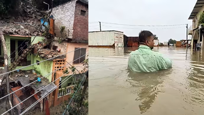 कहीं घरों पर गिरा मलबा तो कहीं छाती तक पानी में डूबे लोग, 8 तस्वीरों में बाढ़ का खौफनाक मंजर