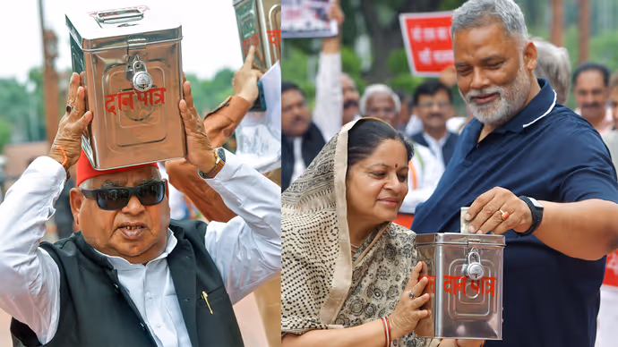 अयोध्या सांसद ने सिर पर उठाया पीपा, 6 PHOTO में राम मंदिर चंदा चोरी का अनोखा विरोध