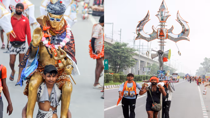 कांवड़ यात्रा की 10 तस्वीरः भक्त के कंधे पर बैठे 'भगवान शिव', दिल में उतर गई त्रिशूल-डमरू की फोटो