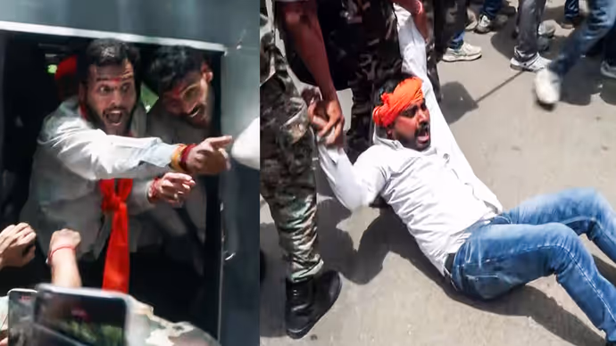 Jharkhand Bandh: किसी को घसीटा तो किसी ने दिखाई आंख, 8 तस्वीरों में रांची की सड़कों पर ABVP-BJP का हंगामा