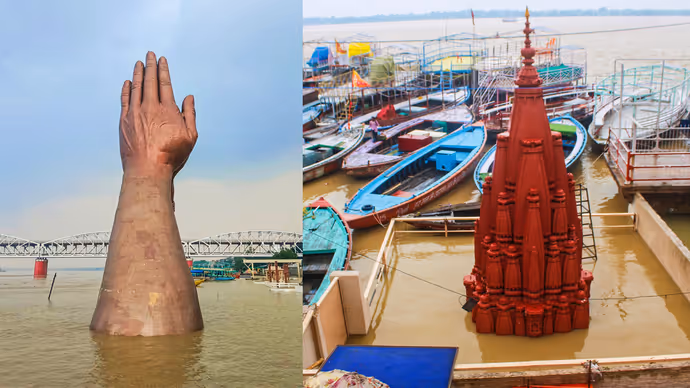 काशी के घाट डूबे, प्रयागराज में मंदिर की दहलीज तक पहुंचा पानी; 10 तस्वीरों में बाढ़ का खौफनाक मंजर