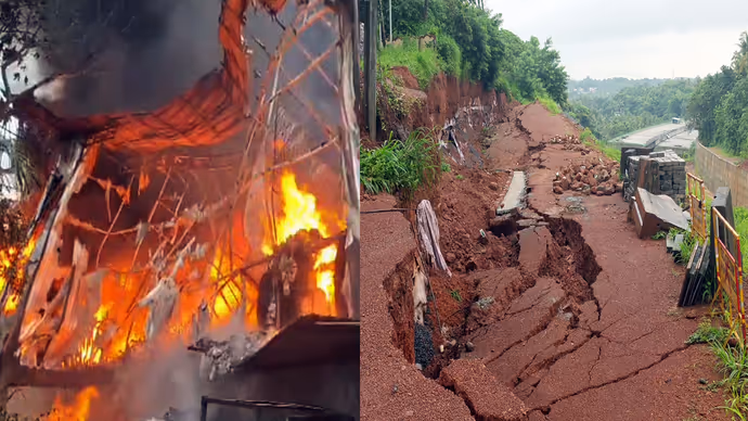 केरल: कहीं आग तो कहीं पानी ने मचाई तबाही, 6 PHOTO में देखें कैसे भारी पड़ा मंगलवार
