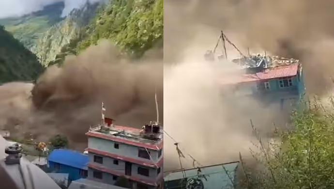 Nepal Flood: तिब्बत से आए सैलाब ने मचाई तबाही, 8 PHOTO में कैसे तिनकों की तरह बहे पुल-सड़कें और घर