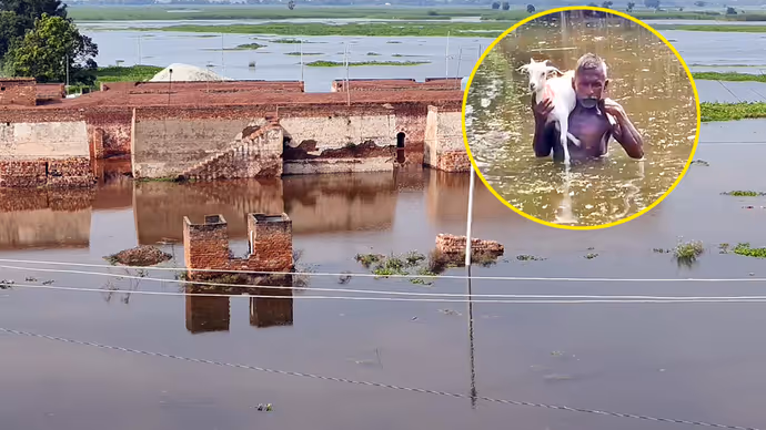 बिहार बाढ़ की 10 तस्वीरें: कटिहार में गंगा-कोसी-महानंदा उफान पर, पटना में जुगाड़ की नाव बनी सहारा