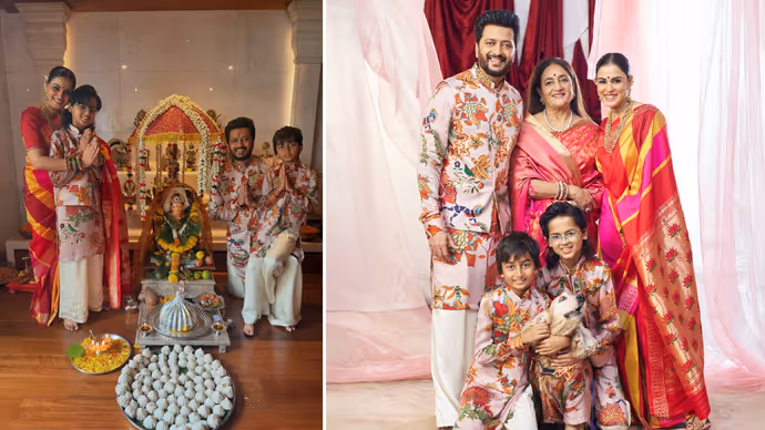जेनेलिया देशमुख के घर विराजे गणपति बप्पा, 6 तस्वीरों में दिखी परिवार की प्यारी बॉन्डिंग