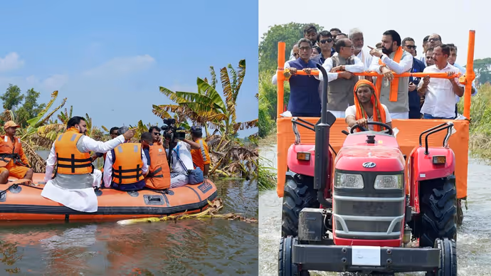 Bihar Floods: कभी ट्रैक्टर तो कभी नाव में सवार दिखे शिवराज-सम्राट, 8 PHOTOS में देखें तबाही