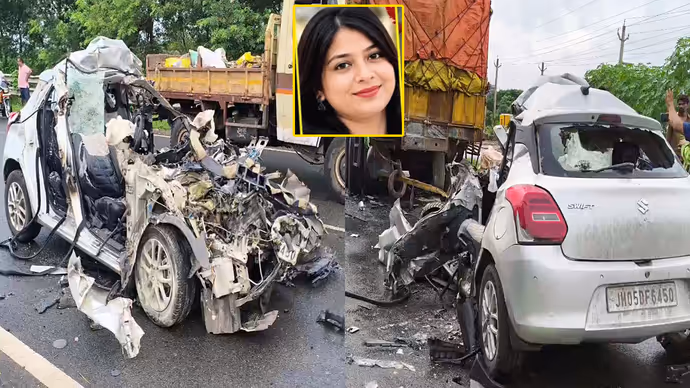 खड़े ट्रक से भिड़ी मंत्री की बेटी की कार, 10 PHOTO में देखें रोंगटे खड़े कर देने वाला हादसा