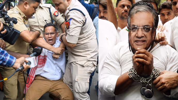 CEC ज्ञानेश कुमार के इस्तीफे-गिरफ्तारी को लेकर एक्शन में कांग्रेस, 15 PHOTO में विपक्ष का प्रोटेस्ट