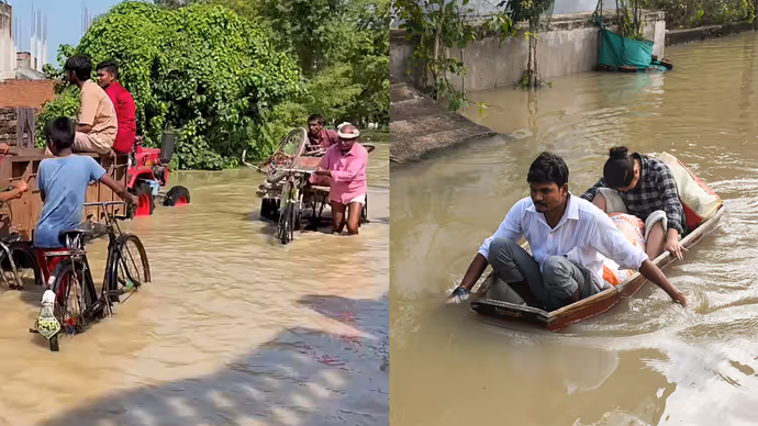 बिहार-यूपी से बाढ़ की 10 खौफनाक तस्वीरें, गंडक-पांडु के कहर से मचा त्राहिमाम