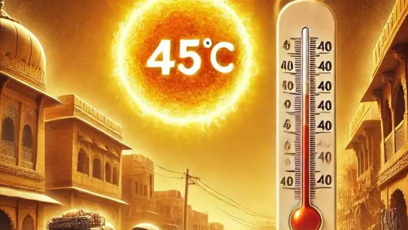 Rajasthan weather update 45 degrees temperature  crossed Barmer and Jaisalmer imd issue alert