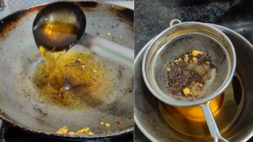 How to clean burnt oil with cotton