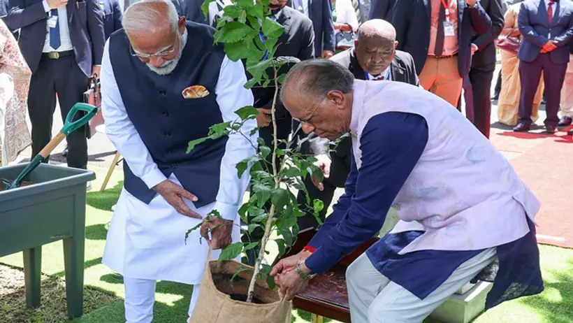 Narendra Modi planted tree in Mauritius 