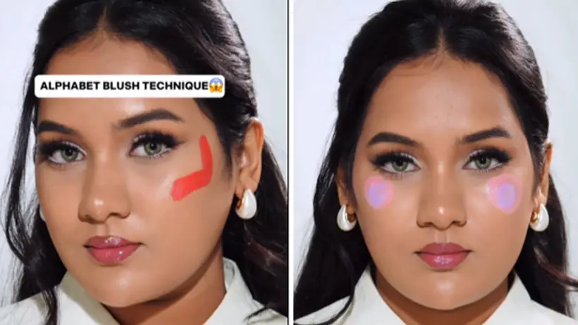 How to apply blush with alphabet technique
