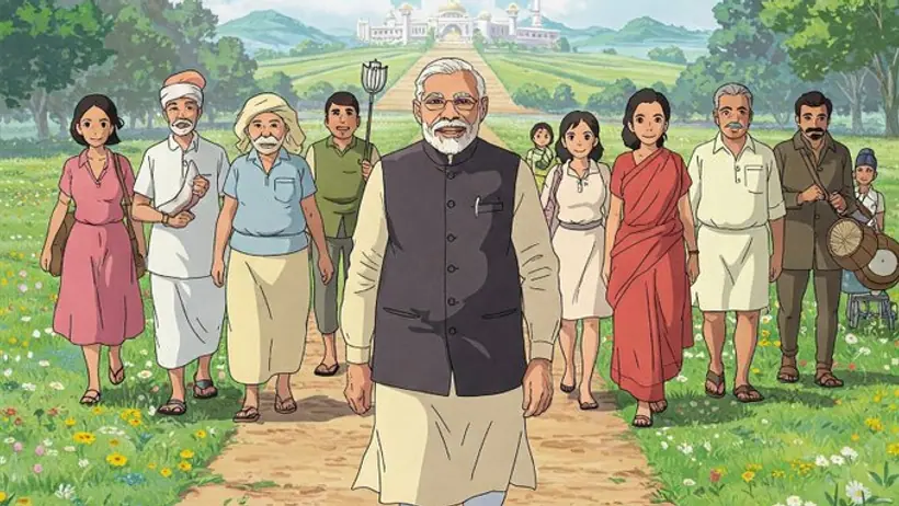 PM Modi Ghibli style